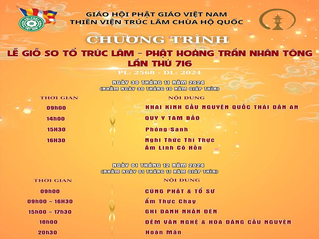 chương trình lễ giỗ sơ tổ trúc lâm